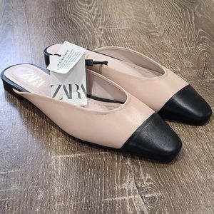 NWT Zara leather toe cap mules size 40